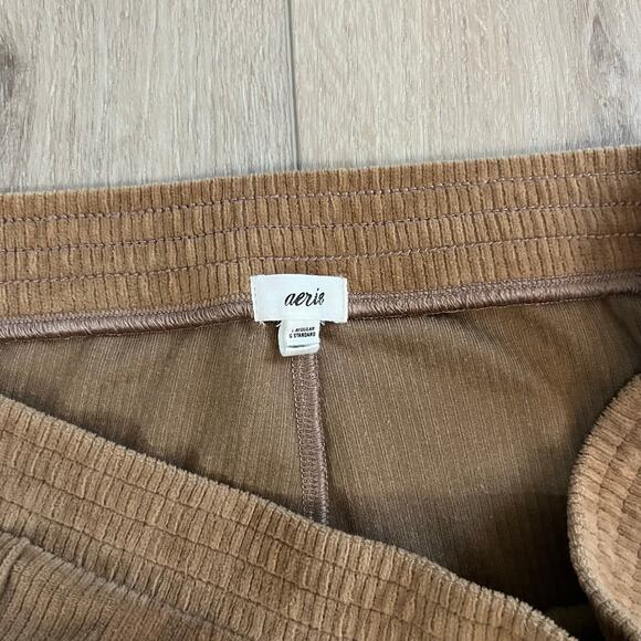 Aerie Women’s Dark Tan Groove on Velour Ribbed Flare Pant Sz L - Picture 6 of 11
